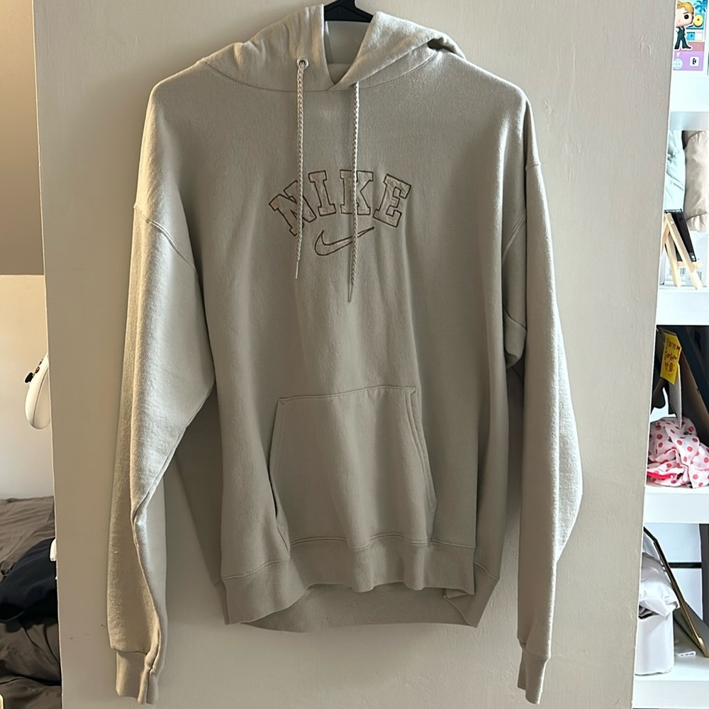 NIKE Cream/Beige Cow Print Logo Hoodie